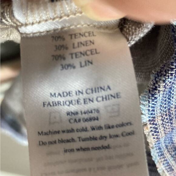 Faherty top small button up peasant madras pastel linen rainbow beachy Baja - Picture 10 of 10